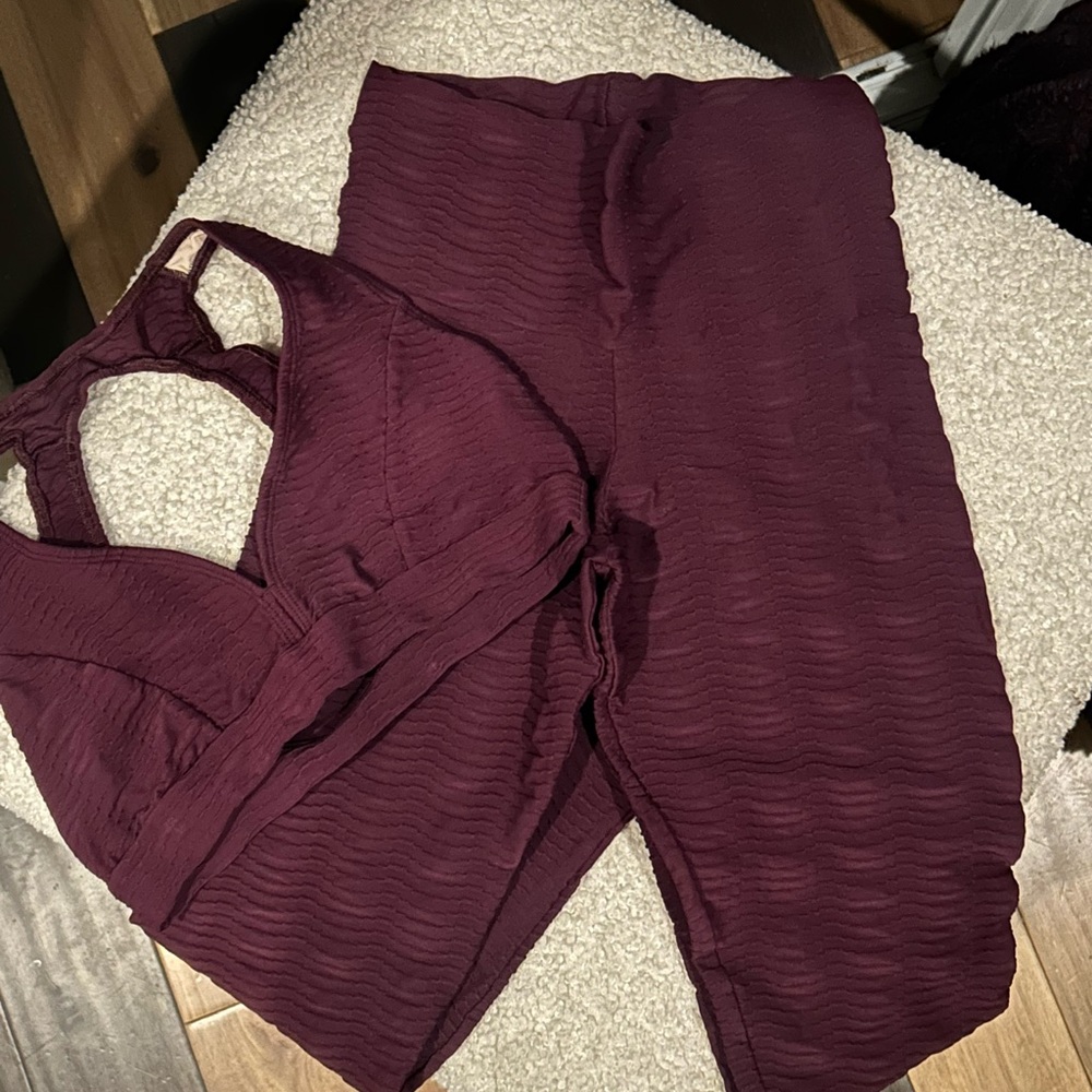 Burgundy Textured Two-Piece Set